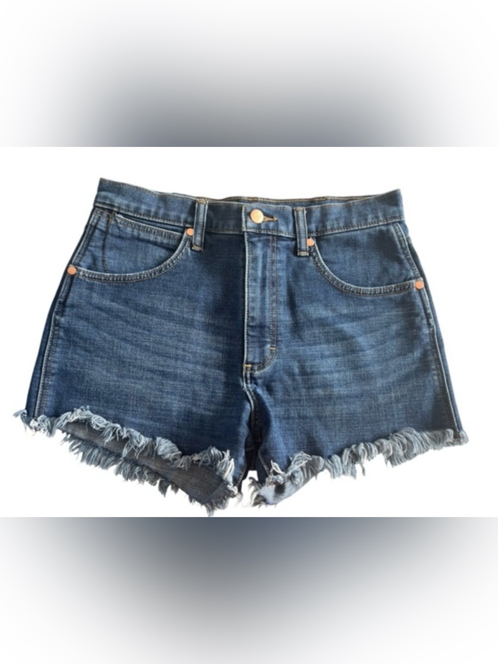 Wrangler Dark Blue Frayed Jean Shorts